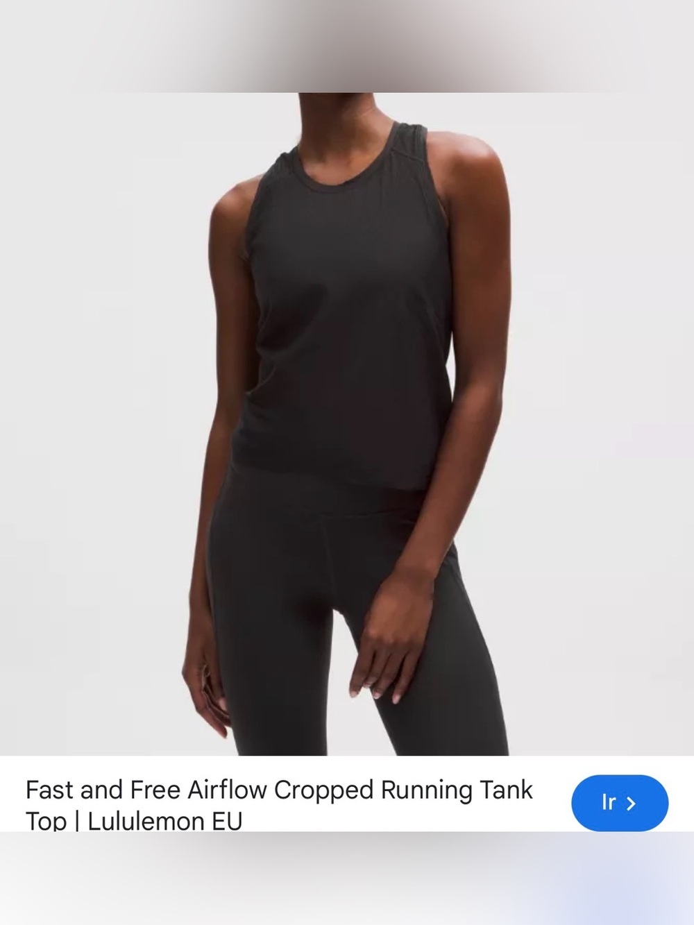 Lululemon Black Airflow Cropped Running Tank